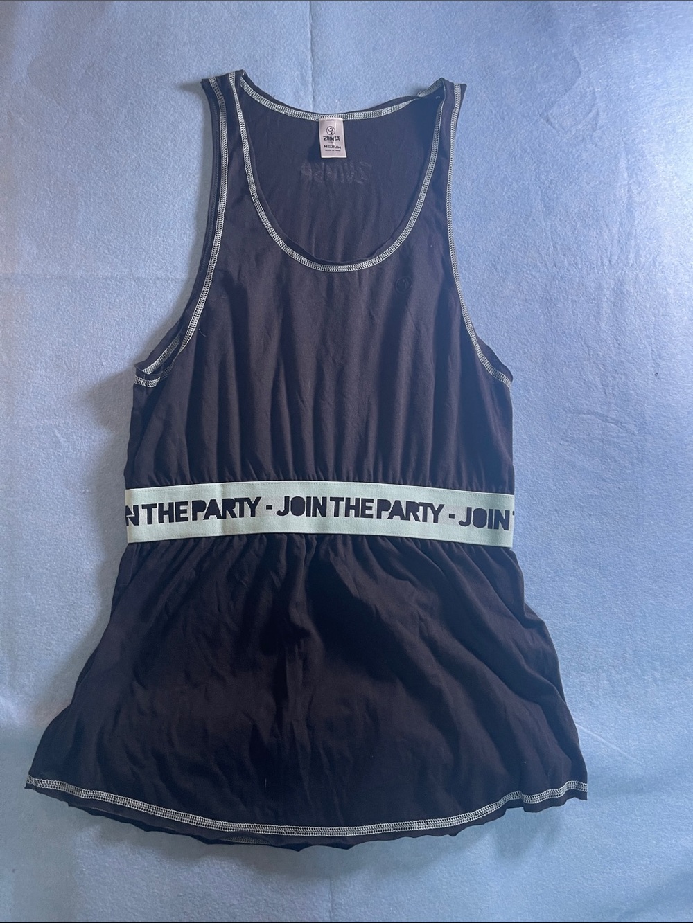 Zumba Fitness Black Tank Top with White 'JOIN THE PARTY' Waistband